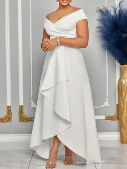 Off Shoulder Long Sleeve Evening Maxi Dress